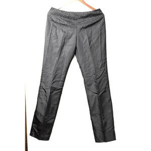 Magaschoni Black 100 % Silk Pants Sequin Waist Sz6